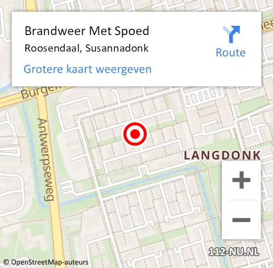 Locatie op kaart van de 112 melding: Brandweer Met Spoed Naar Roosendaal, Susannadonk op 28 februari 2020 14:08