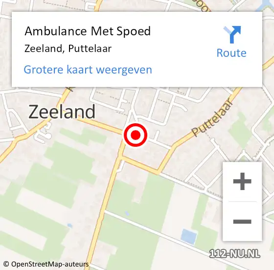 Locatie op kaart van de 112 melding: Ambulance Met Spoed Naar Zeeland, Puttelaar op 28 februari 2020 15:30