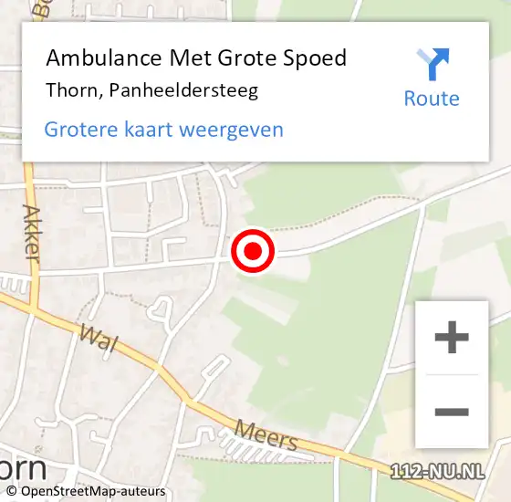 Locatie op kaart van de 112 melding: Ambulance Met Grote Spoed Naar Thorn, Panheeldersteeg op 29 april 2014 21:12