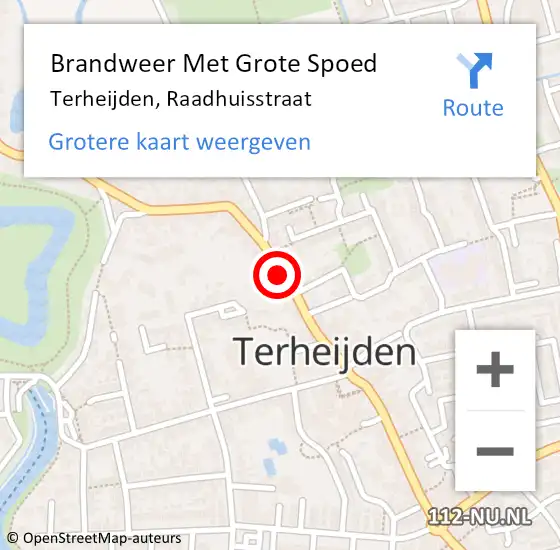 Locatie op kaart van de 112 melding: Brandweer Met Grote Spoed Naar Terheijden, Raadhuisstraat op 28 februari 2020 16:06