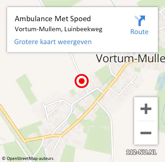 Locatie op kaart van de 112 melding: Ambulance Met Spoed Naar Vortum-Mullem, Luinbeekweg op 28 februari 2020 16:11