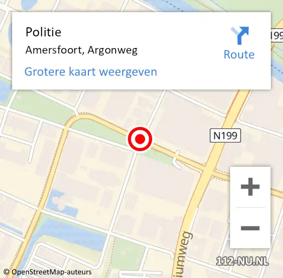 Locatie op kaart van de 112 melding: Politie Amersfoort, Argonweg op 28 februari 2020 16:20