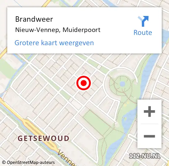 Locatie op kaart van de 112 melding: Brandweer Nieuw-Vennep, Muiderpoort op 28 februari 2020 17:21