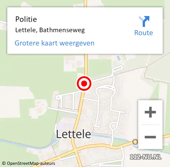 Locatie op kaart van de 112 melding: Politie Lettele, Bathmenseweg op 28 februari 2020 17:45