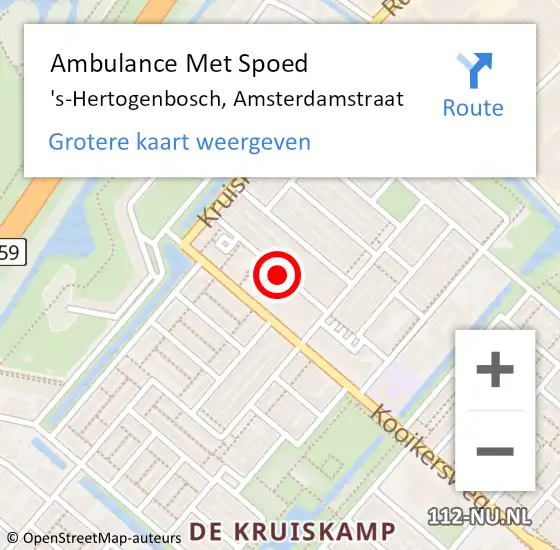 Locatie op kaart van de 112 melding: Ambulance Met Spoed Naar 's-Hertogenbosch, Amsterdamstraat op 28 februari 2020 17:56