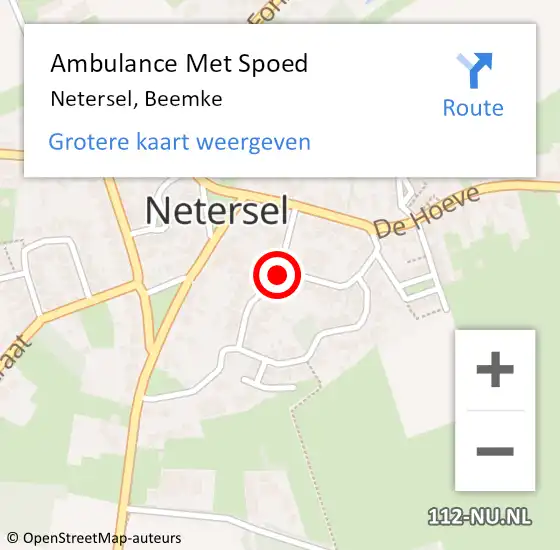 Locatie op kaart van de 112 melding: Ambulance Met Spoed Naar Netersel, Beemke op 28 februari 2020 18:15