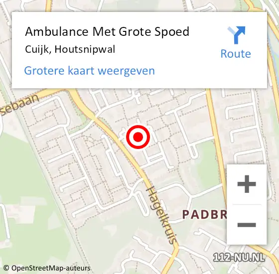 Locatie op kaart van de 112 melding: Ambulance Met Grote Spoed Naar Cuijk, Houtsnipwal op 28 februari 2020 18:29