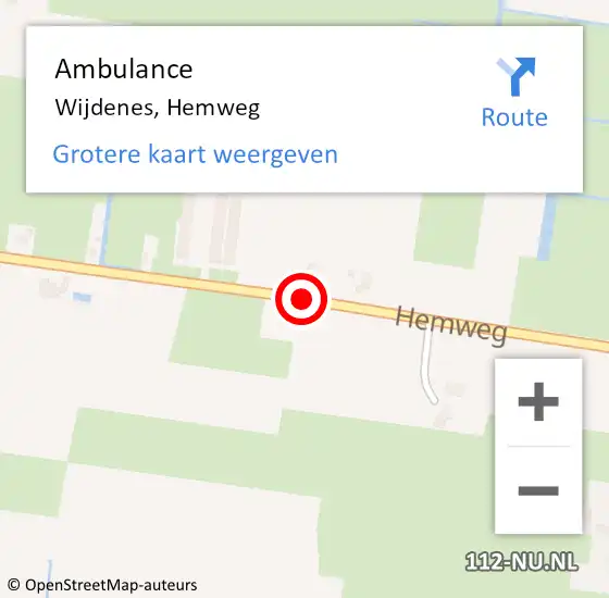 Locatie op kaart van de 112 melding: Ambulance Wijdenes, Hemweg op 28 februari 2020 18:52