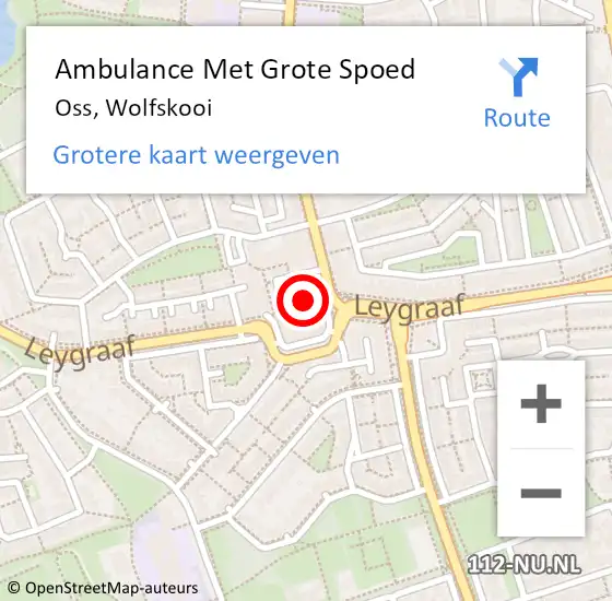 Locatie op kaart van de 112 melding: Ambulance Met Grote Spoed Naar Oss, Wolfskooi op 28 februari 2020 19:33