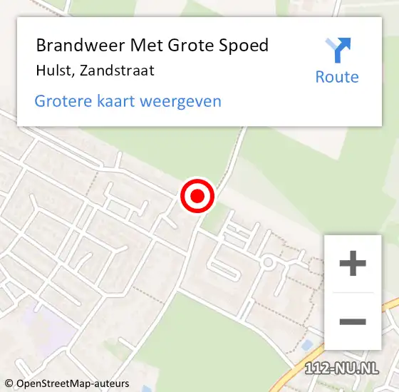 Locatie op kaart van de 112 melding: Brandweer Met Grote Spoed Naar Hulst, Zandstraat op 28 februari 2020 19:53