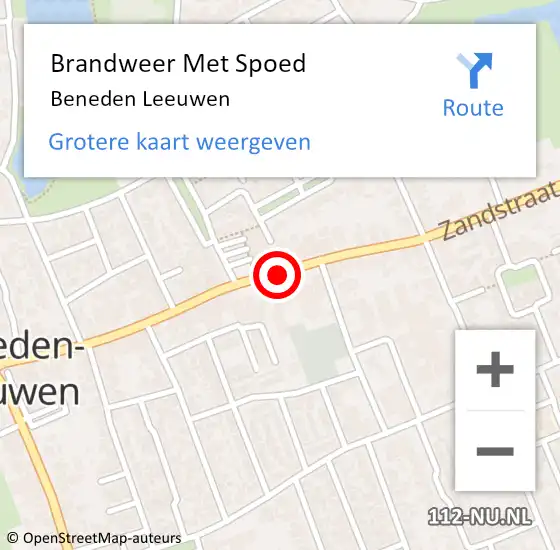 Locatie op kaart van de 112 melding: Brandweer Met Spoed Naar Beneden Leeuwen op 28 februari 2020 20:12