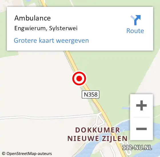 Locatie op kaart van de 112 melding: Ambulance Engwierum, Sylsterwei op 28 februari 2020 20:17