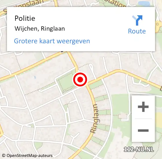 Locatie op kaart van de 112 melding: Politie Wijchen, Ringlaan op 28 februari 2020 20:33