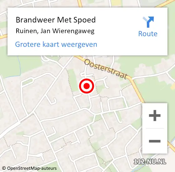 Locatie op kaart van de 112 melding: Brandweer Met Spoed Naar Ruinen, Jan Wierengaweg op 28 februari 2020 21:35