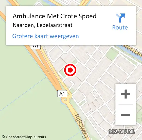 Locatie op kaart van de 112 melding: Ambulance Met Grote Spoed Naar Naarden, Lepelaarstraat op 29 april 2014 22:04