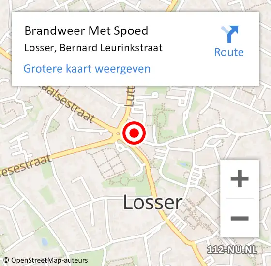 Locatie op kaart van de 112 melding: Brandweer Met Spoed Naar Losser, Bernard Leurinkstraat op 29 april 2014 22:05