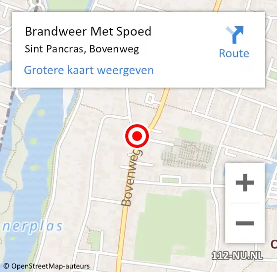 Locatie op kaart van de 112 melding: Brandweer Met Spoed Naar Sint Pancras, Bovenweg op 29 april 2014 22:08