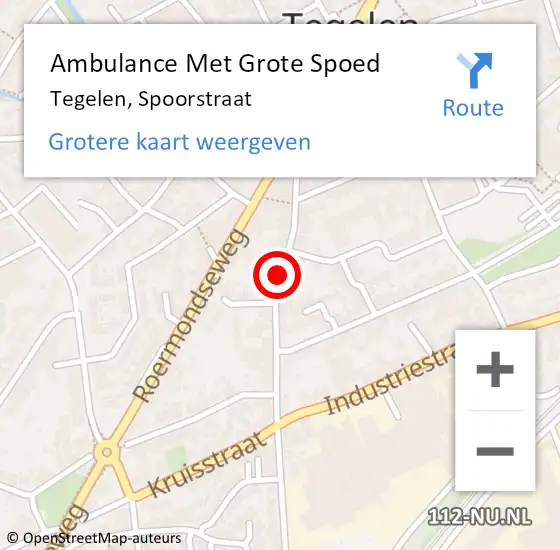 Locatie op kaart van de 112 melding: Ambulance Met Grote Spoed Naar Tegelen, Spoorstraat op 28 februari 2020 22:53