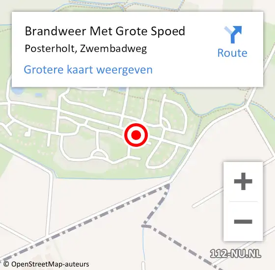 Locatie op kaart van de 112 melding: Brandweer Met Grote Spoed Naar Posterholt, Zwembadweg op 28 februari 2020 23:51