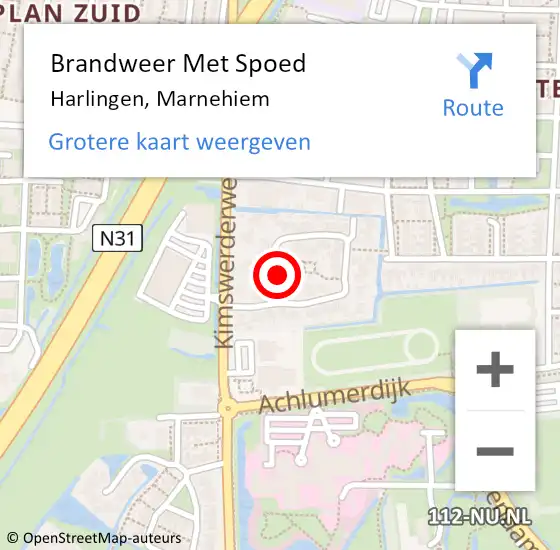 Locatie op kaart van de 112 melding: Brandweer Met Spoed Naar Harlingen, Marnehiem op 29 februari 2020 00:08