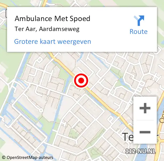 Locatie op kaart van de 112 melding: Ambulance Met Spoed Naar Ter Aar, Aardamseweg op 29 april 2014 22:38