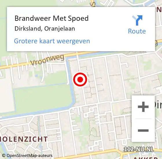 Locatie op kaart van de 112 melding: Brandweer Met Spoed Naar Dirksland, Oranjelaan op 29 februari 2020 03:15