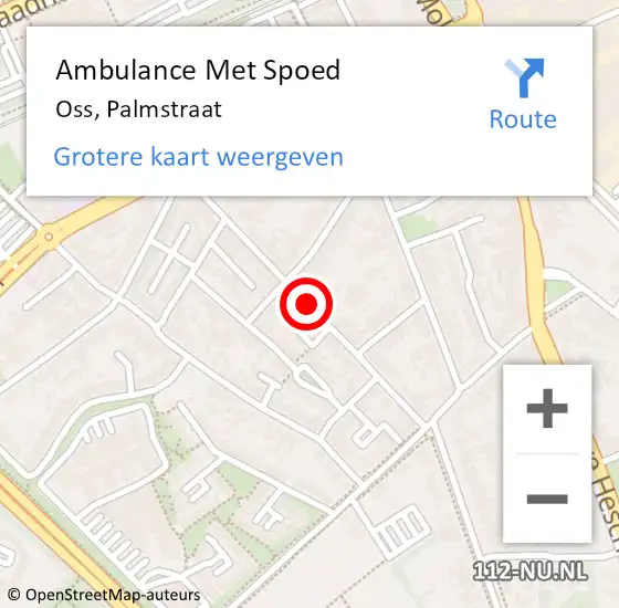 Locatie op kaart van de 112 melding: Ambulance Met Spoed Naar Oss, Palmstraat op 29 februari 2020 08:43