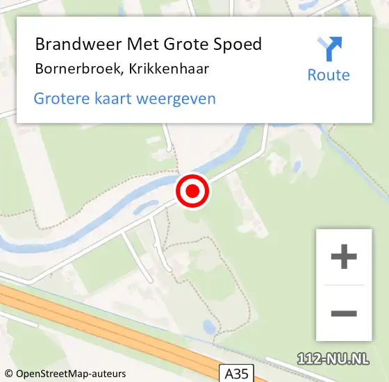 Locatie op kaart van de 112 melding: Brandweer Met Grote Spoed Naar Bornerbroek, Krikkenhaar op 29 februari 2020 12:35