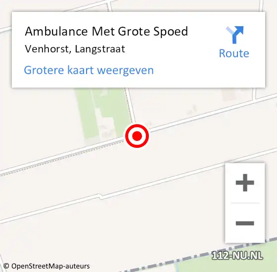 Locatie op kaart van de 112 melding: Ambulance Met Grote Spoed Naar Venhorst, Langstraat op 29 februari 2020 12:58