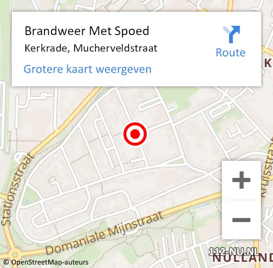 Locatie op kaart van de 112 melding: Brandweer Met Spoed Naar Kerkrade, Mucherveldstraat op 29 februari 2020 14:51