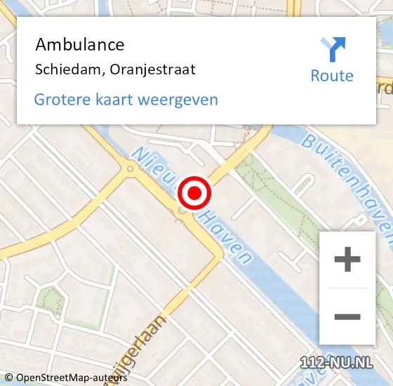 Locatie op kaart van de 112 melding: Ambulance Schiedam, Oranjestraat op 29 februari 2020 15:24