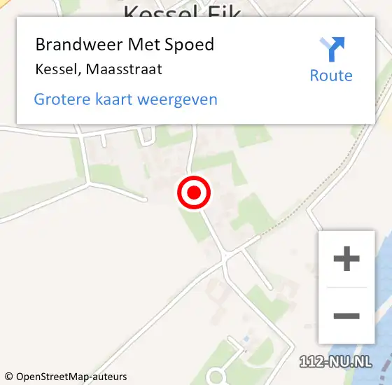 Locatie op kaart van de 112 melding: Brandweer Met Spoed Naar Kessel, Maasstraat op 29 februari 2020 15:28