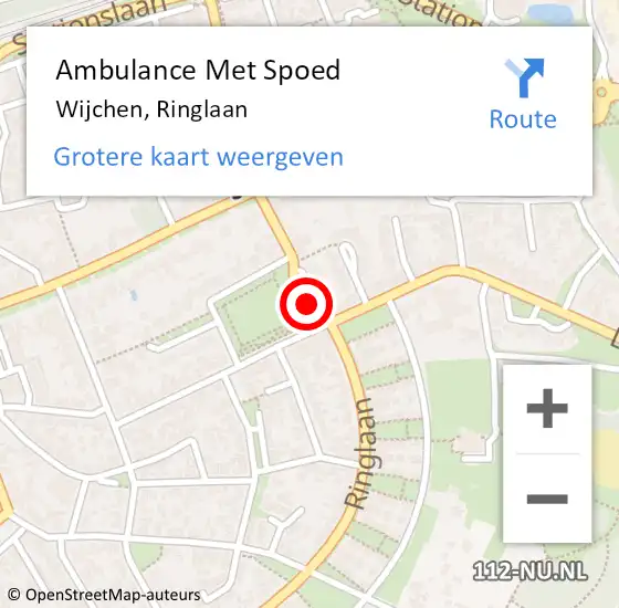 Locatie op kaart van de 112 melding: Ambulance Met Spoed Naar Wijchen, Ringlaan op 29 februari 2020 16:01