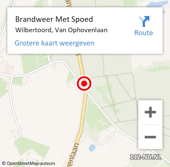 Locatie op kaart van de 112 melding: Brandweer Met Spoed Naar Wilbertoord, Van Ophovenlaan op 29 februari 2020 16:15