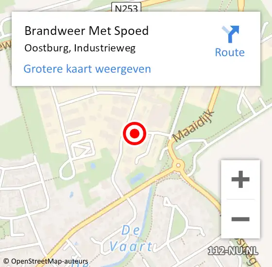 Locatie op kaart van de 112 melding: Brandweer Met Spoed Naar Oostburg, Industrieweg op 29 februari 2020 17:43