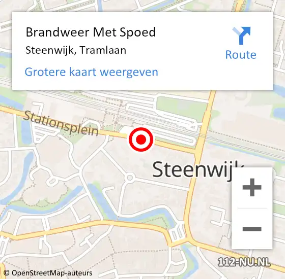 Locatie op kaart van de 112 melding: Brandweer Met Spoed Naar Steenwijk, Tramlaan op 29 februari 2020 17:55