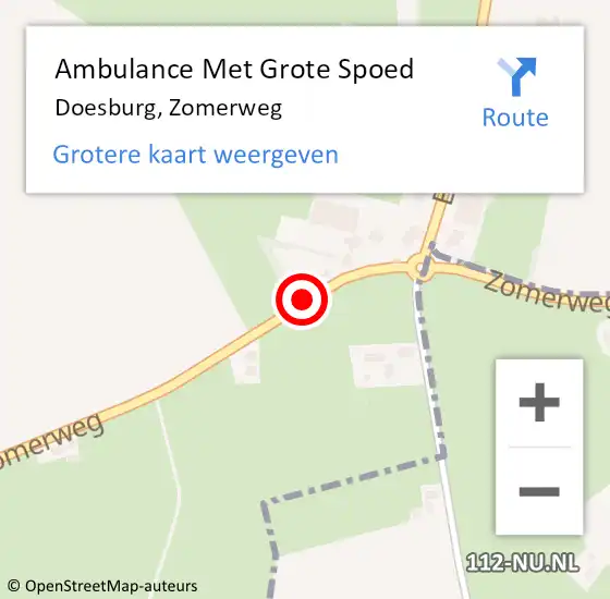 Locatie op kaart van de 112 melding: Ambulance Met Grote Spoed Naar Doesburg, Zomerweg op 29 februari 2020 18:21