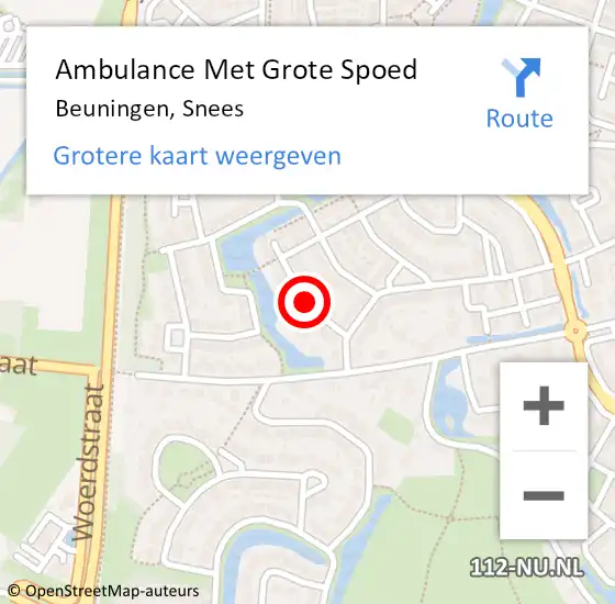 Locatie op kaart van de 112 melding: Ambulance Met Grote Spoed Naar Beuningen, Snees op 29 februari 2020 18:22