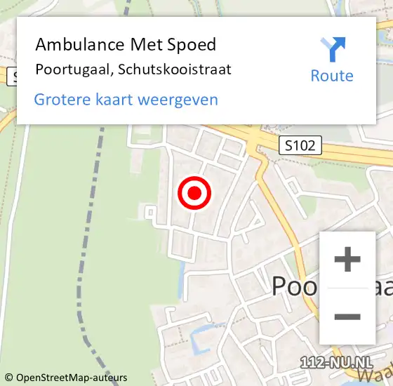 Locatie op kaart van de 112 melding: Ambulance Met Spoed Naar Poortugaal, Schutskooistraat op 29 februari 2020 18:28