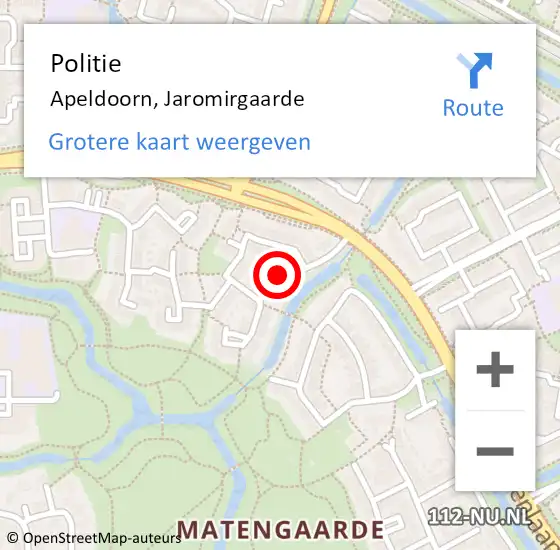 Locatie op kaart van de 112 melding: Politie Apeldoorn, Jaromirgaarde op 29 februari 2020 19:09