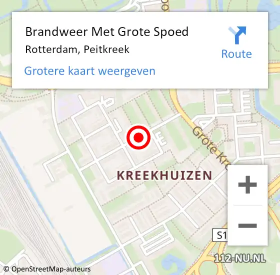 Locatie op kaart van de 112 melding: Brandweer Met Grote Spoed Naar Rotterdam, Peitkreek op 29 februari 2020 19:24