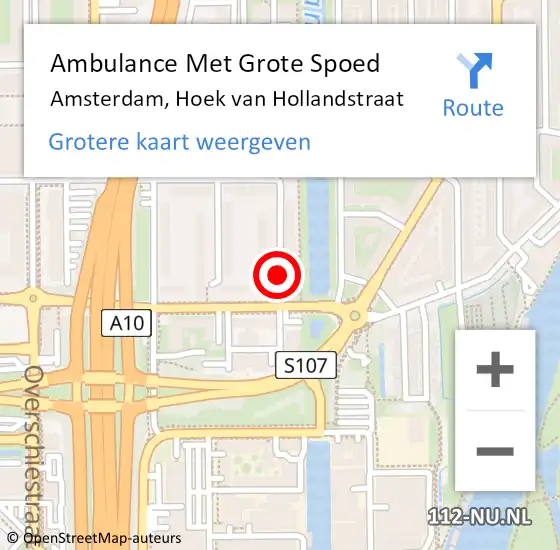 Locatie op kaart van de 112 melding: Ambulance Met Grote Spoed Naar Amsterdam, Hoek van Hollandstraat op 29 februari 2020 19:31