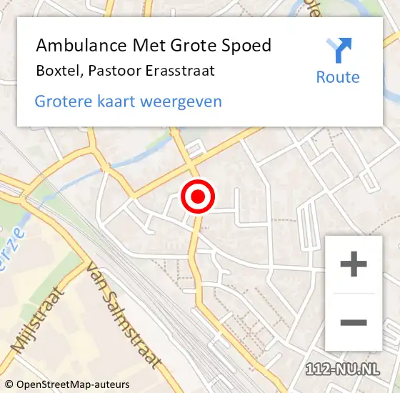 Locatie op kaart van de 112 melding: Ambulance Met Grote Spoed Naar Boxtel, Pastoor Erasstraat op 29 februari 2020 19:45