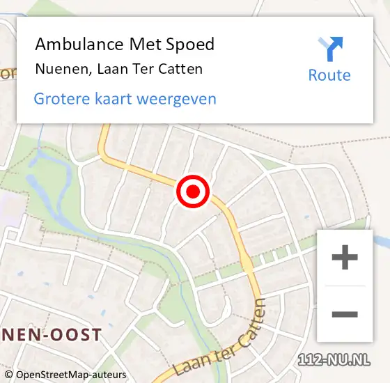 Locatie op kaart van de 112 melding: Ambulance Met Spoed Naar Nuenen, Laan Ter Catten op 29 februari 2020 20:47