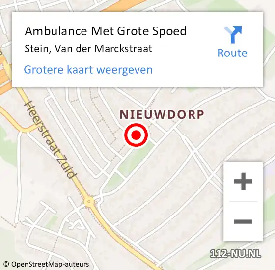 Locatie op kaart van de 112 melding: Ambulance Met Grote Spoed Naar Stein, Van der Marckstraat op 30 april 2014 02:15