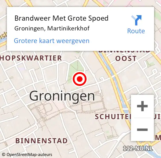 Locatie op kaart van de 112 melding: Brandweer Met Grote Spoed Naar Groningen, Martinikerkhof op 29 februari 2020 21:57