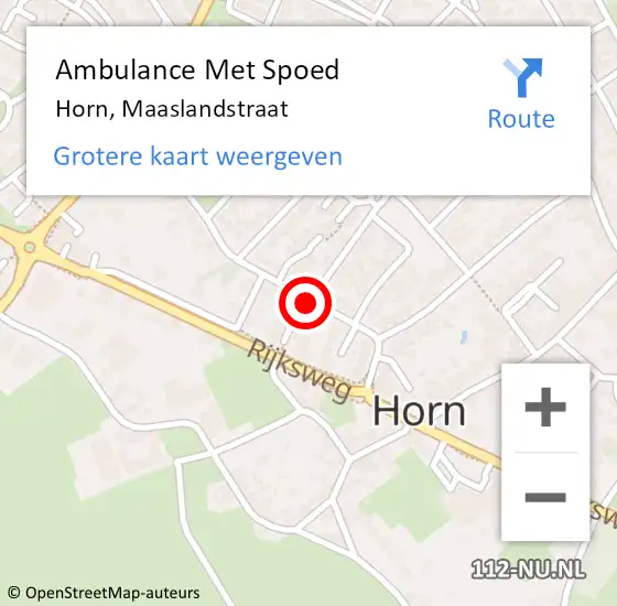 Locatie op kaart van de 112 melding: Ambulance Met Spoed Naar Horn, Maaslandstraat op 29 februari 2020 22:43