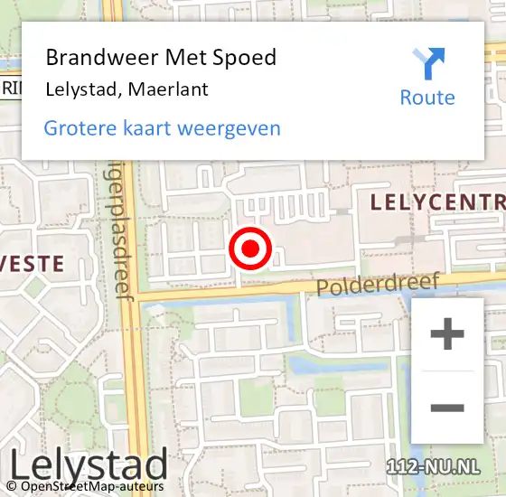 Locatie op kaart van de 112 melding: Brandweer Met Spoed Naar Lelystad, Maerlant op 1 maart 2020 00:30