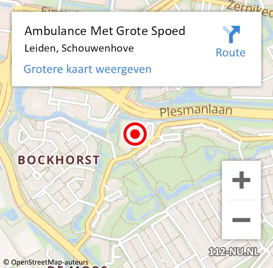 Locatie op kaart van de 112 melding: Ambulance Met Grote Spoed Naar Leiden, Schouwenhove op 1 maart 2020 00:33