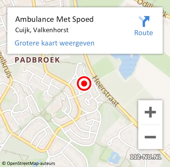 Locatie op kaart van de 112 melding: Ambulance Met Spoed Naar Cuijk, Valkenhorst op 1 maart 2020 01:00